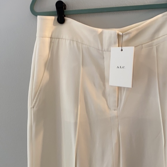 NWT A.L.C. Off White Viscose Wide Leg Cropped Pants Trousers Women's 8 - Picture 2 of 16